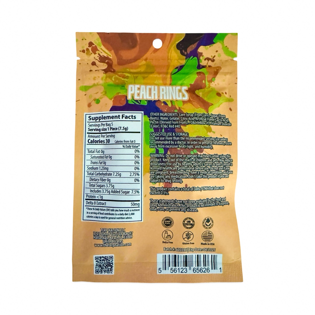 TKO Delta 8 THC Gummy Peach Rings