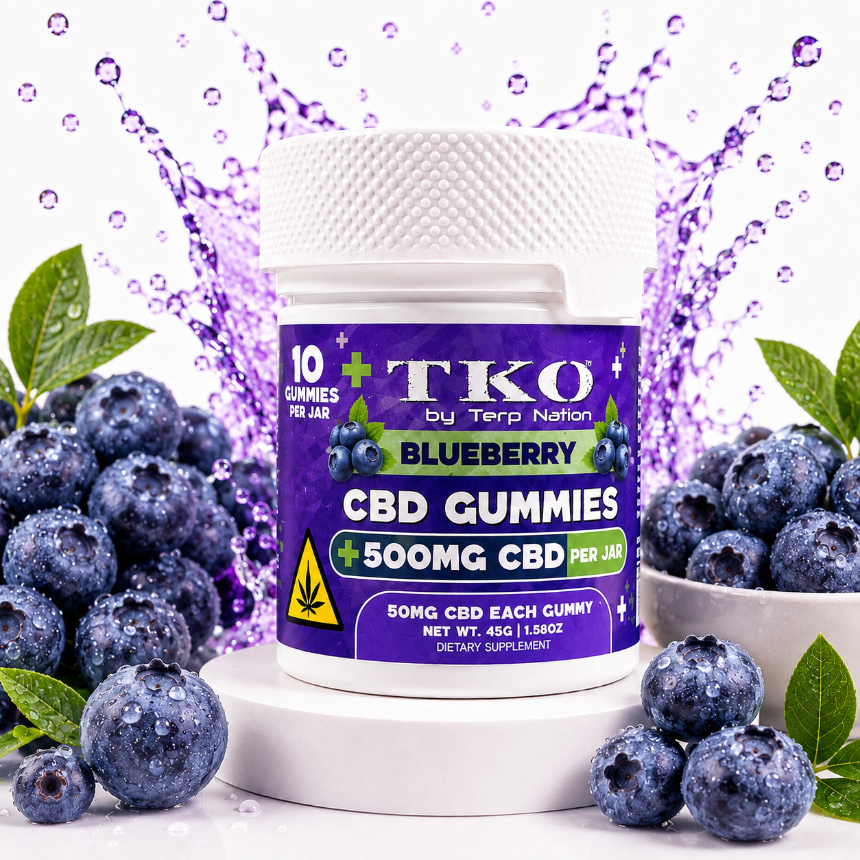 Blueberry Full Spectrum CBD Gummies - TKO 500, 1500, 2500, 5000mg